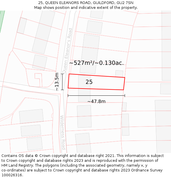 25, QUEEN ELEANORS ROAD, GUILDFORD, GU2 7SN: Plot and title map