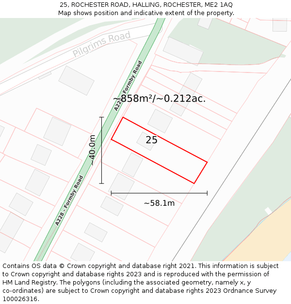 25, ROCHESTER ROAD, HALLING, ROCHESTER, ME2 1AQ: Plot and title map