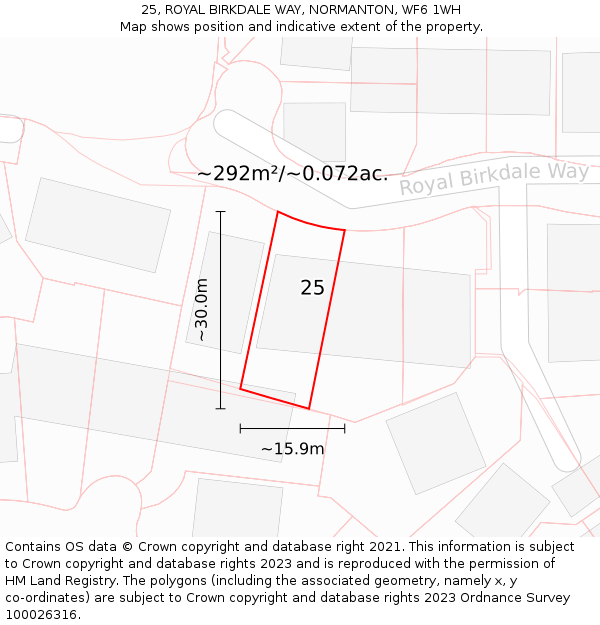 25, ROYAL BIRKDALE WAY, NORMANTON, WF6 1WH: Plot and title map