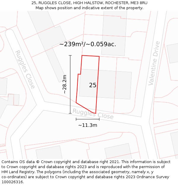 25, RUGGLES CLOSE, HIGH HALSTOW, ROCHESTER, ME3 8RU: Plot and title map