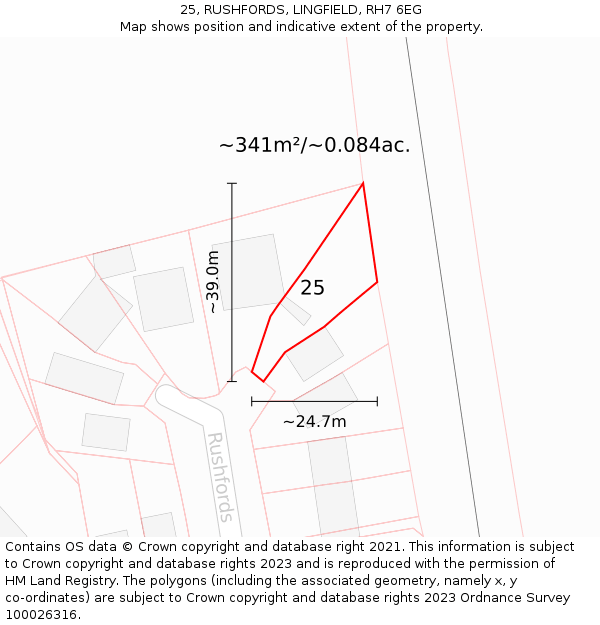 25, RUSHFORDS, LINGFIELD, RH7 6EG: Plot and title map