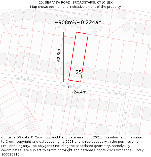 25, SEA VIEW ROAD, BROADSTAIRS, CT10 1BX: Plot and title map