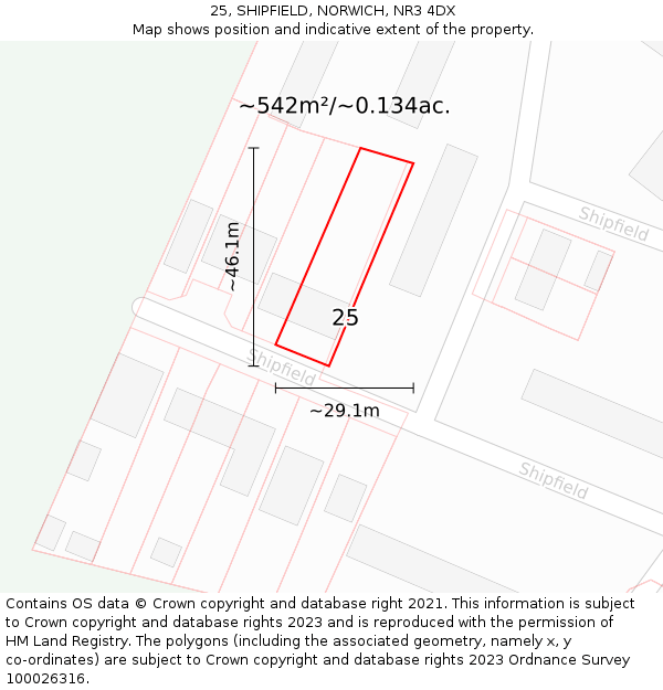 25, SHIPFIELD, NORWICH, NR3 4DX: Plot and title map