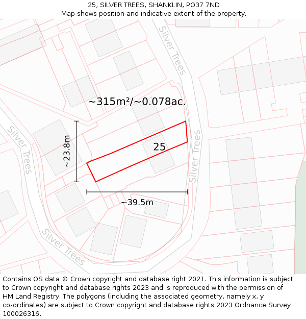 25, SILVER TREES, SHANKLIN, PO37 7ND: Plot and title map