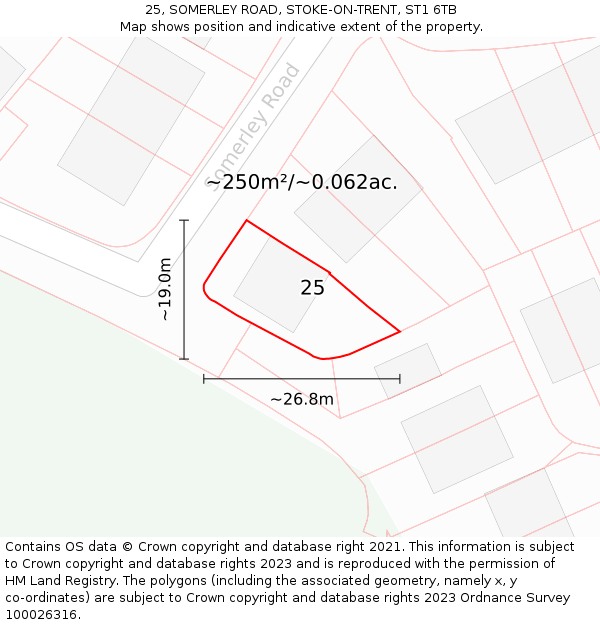 25, SOMERLEY ROAD, STOKE-ON-TRENT, ST1 6TB: Plot and title map