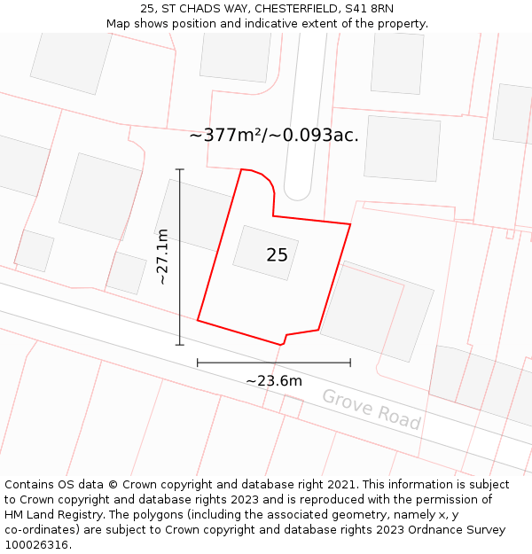 25, ST CHADS WAY, CHESTERFIELD, S41 8RN: Plot and title map