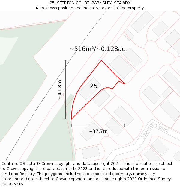 25, STEETON COURT, BARNSLEY, S74 8DX: Plot and title map