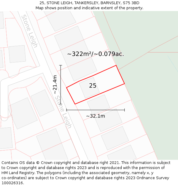 25, STONE LEIGH, TANKERSLEY, BARNSLEY, S75 3BD: Plot and title map