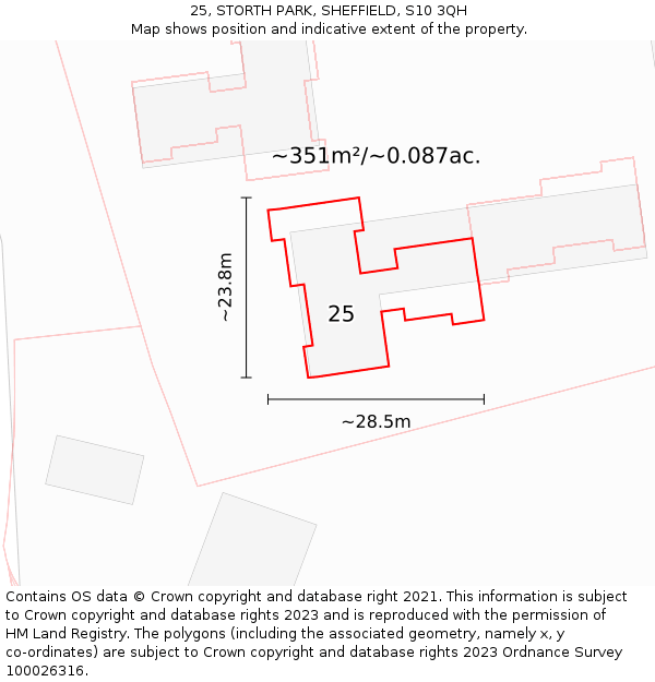 25, STORTH PARK, SHEFFIELD, S10 3QH: Plot and title map