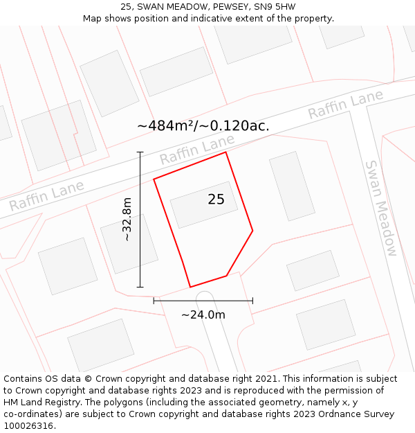 25, SWAN MEADOW, PEWSEY, SN9 5HW: Plot and title map