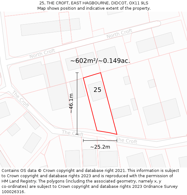 25, THE CROFT, EAST HAGBOURNE, DIDCOT, OX11 9LS: Plot and title map