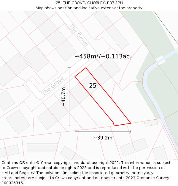 25, THE GROVE, CHORLEY, PR7 1PU: Plot and title map