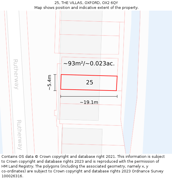 25, THE VILLAS, OXFORD, OX2 6QY: Plot and title map