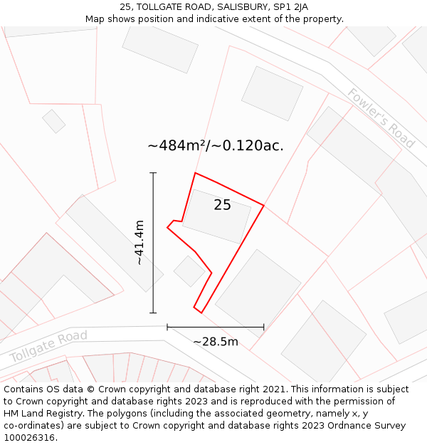 25, TOLLGATE ROAD, SALISBURY, SP1 2JA: Plot and title map