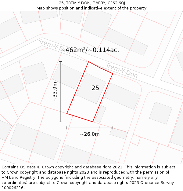 25, TREM Y DON, BARRY, CF62 6QJ: Plot and title map