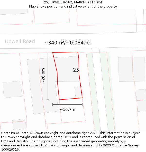 25, UPWELL ROAD, MARCH, PE15 9DT: Plot and title map