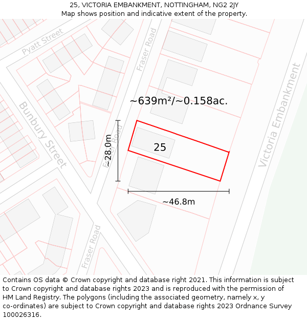 25, VICTORIA EMBANKMENT, NOTTINGHAM, NG2 2JY: Plot and title map