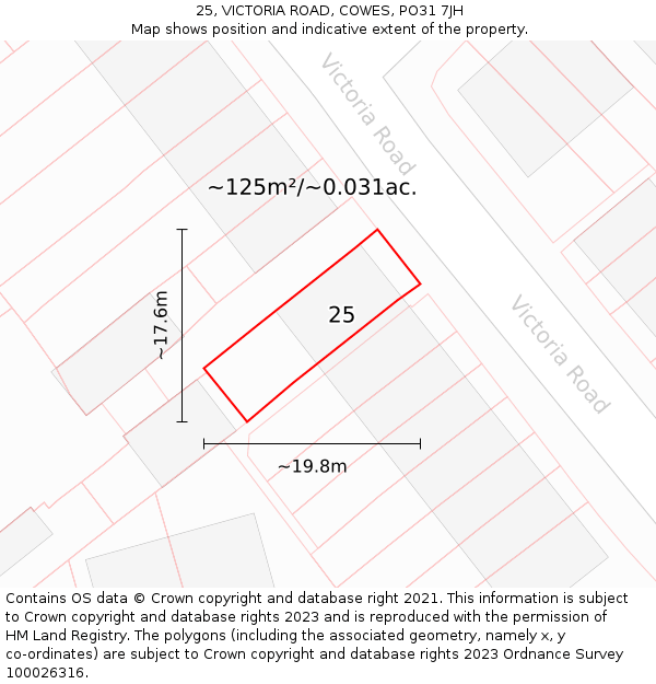 25, VICTORIA ROAD, COWES, PO31 7JH: Plot and title map