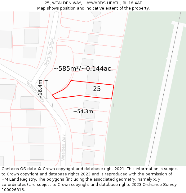 25, WEALDEN WAY, HAYWARDS HEATH, RH16 4AF: Plot and title map