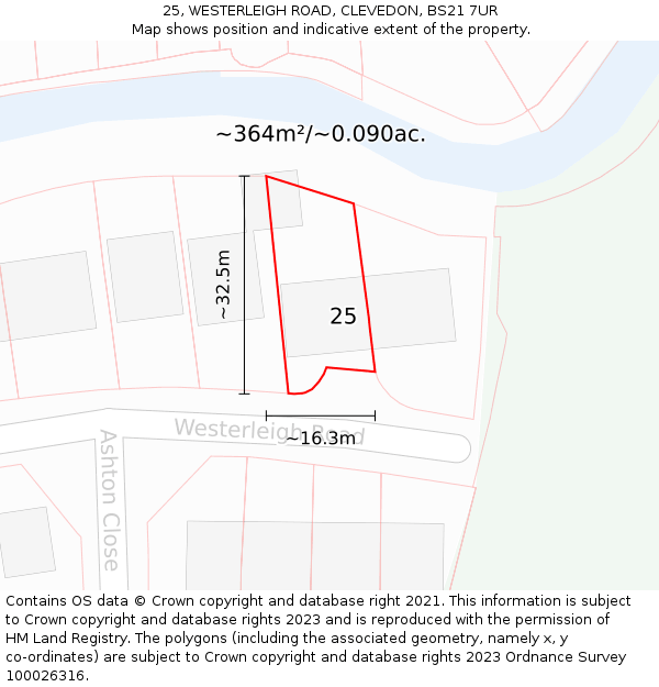 25, WESTERLEIGH ROAD, CLEVEDON, BS21 7UR: Plot and title map