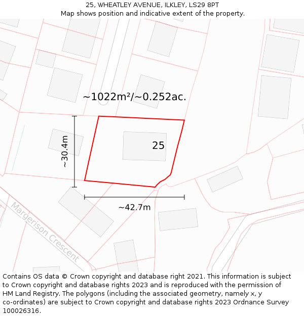 25, WHEATLEY AVENUE, ILKLEY, LS29 8PT: Plot and title map