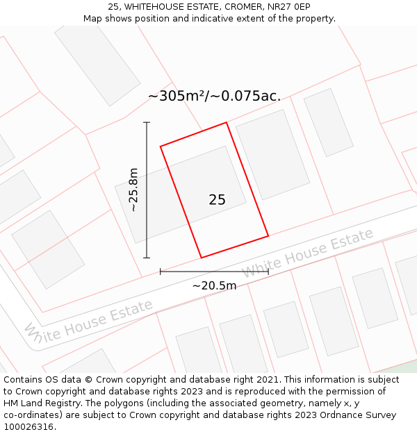 25, WHITEHOUSE ESTATE, CROMER, NR27 0EP: Plot and title map