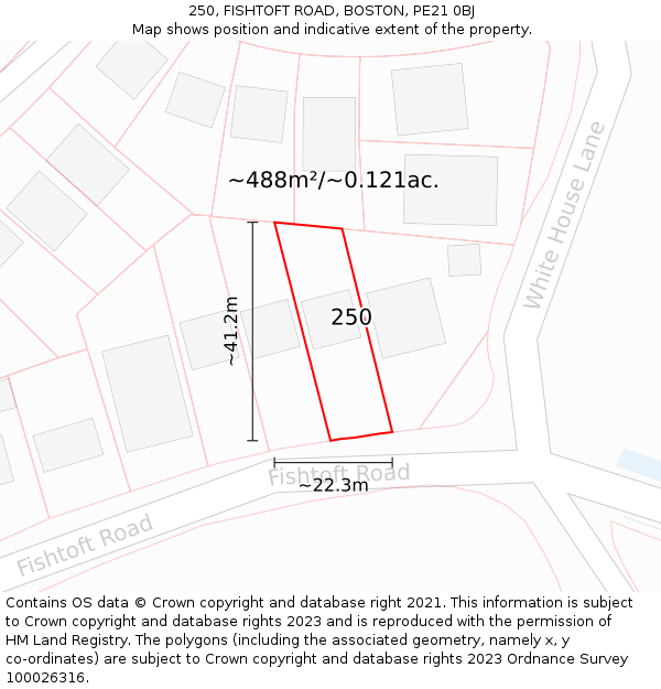 250, FISHTOFT ROAD, BOSTON, PE21 0BJ: Plot and title map