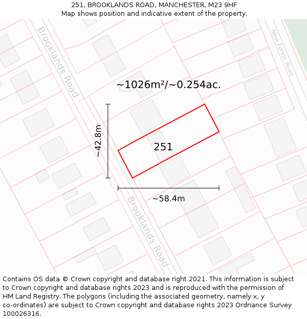 251, BROOKLANDS ROAD, MANCHESTER, M23 9HF: Plot and title map