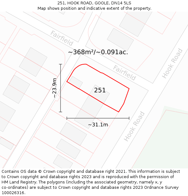 251, HOOK ROAD, GOOLE, DN14 5LS: Plot and title map