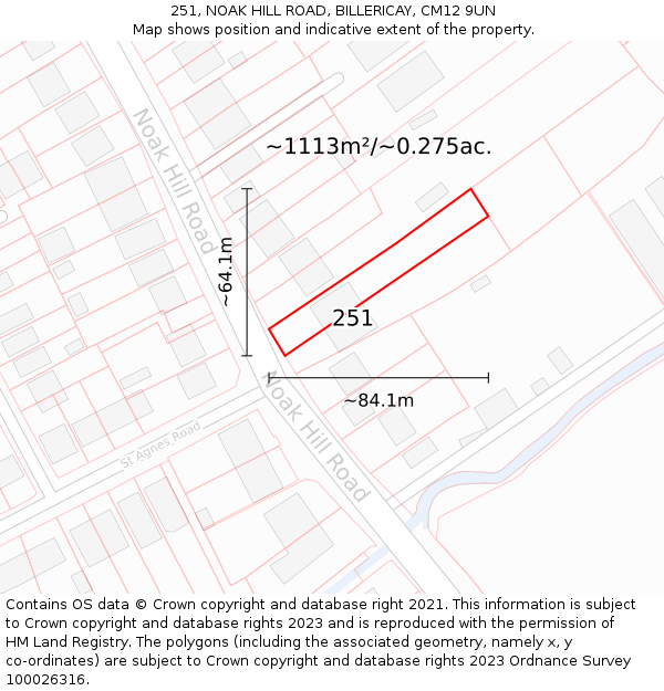 251, NOAK HILL ROAD, BILLERICAY, CM12 9UN: Plot and title map