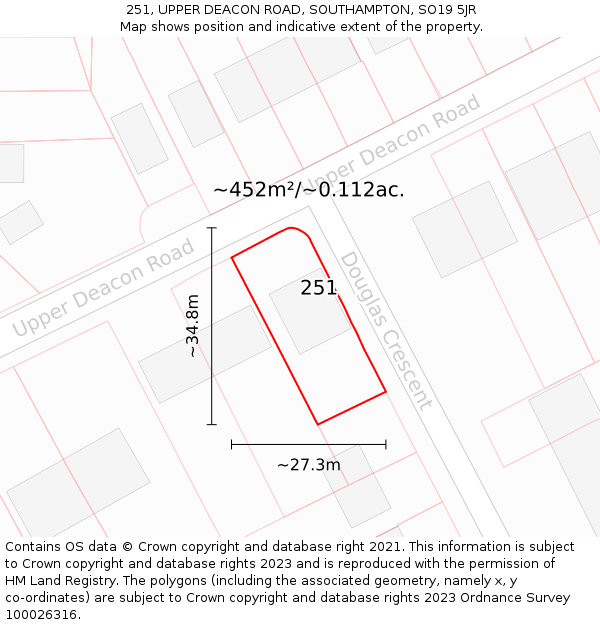 251, UPPER DEACON ROAD, SOUTHAMPTON, SO19 5JR: Plot and title map