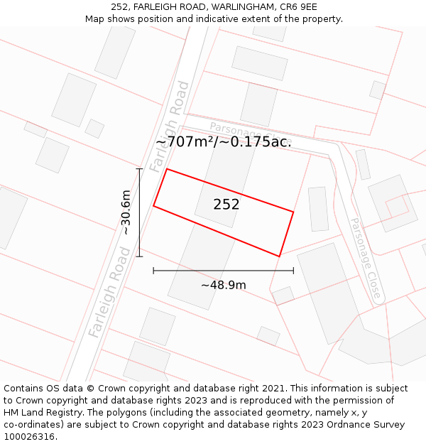 252, FARLEIGH ROAD, WARLINGHAM, CR6 9EE: Plot and title map