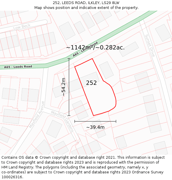 252, LEEDS ROAD, ILKLEY, LS29 8LW: Plot and title map