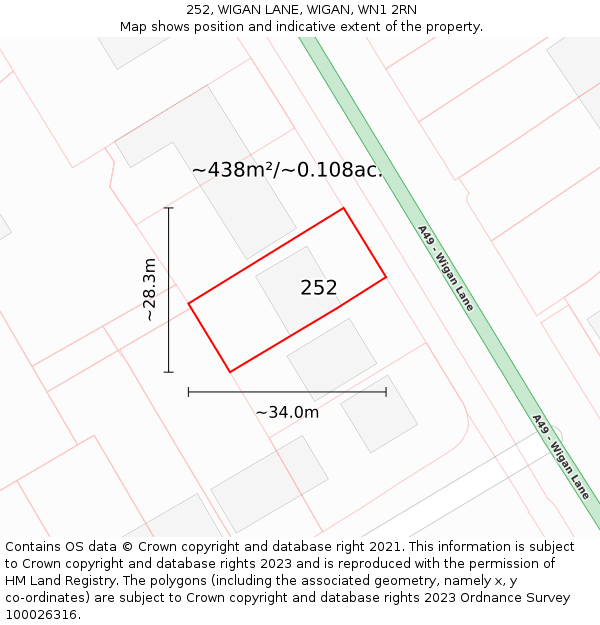 252, WIGAN LANE, WIGAN, WN1 2RN: Plot and title map