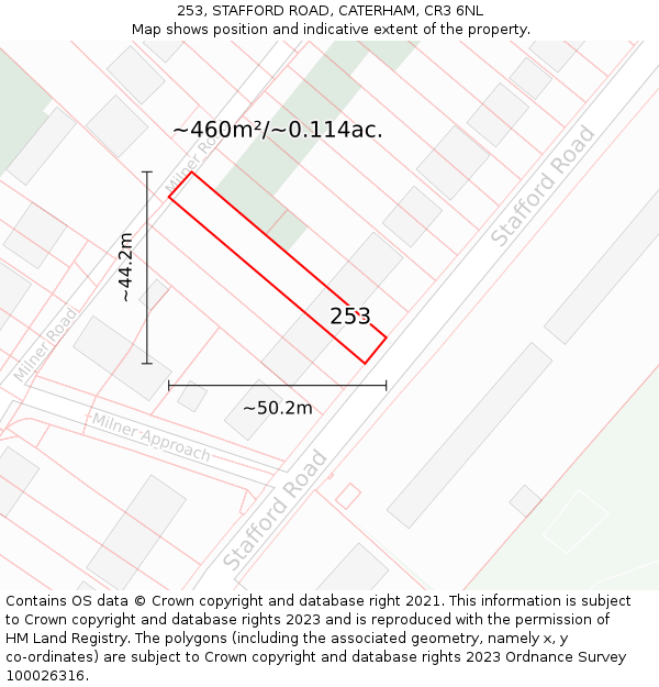 253, STAFFORD ROAD, CATERHAM, CR3 6NL: Plot and title map