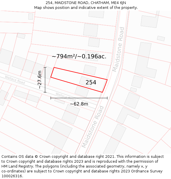254, MAIDSTONE ROAD, CHATHAM, ME4 6JN: Plot and title map