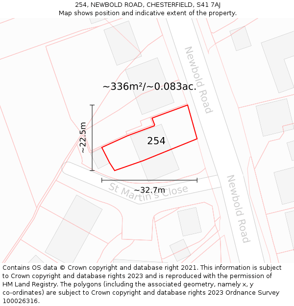 254, NEWBOLD ROAD, CHESTERFIELD, S41 7AJ: Plot and title map