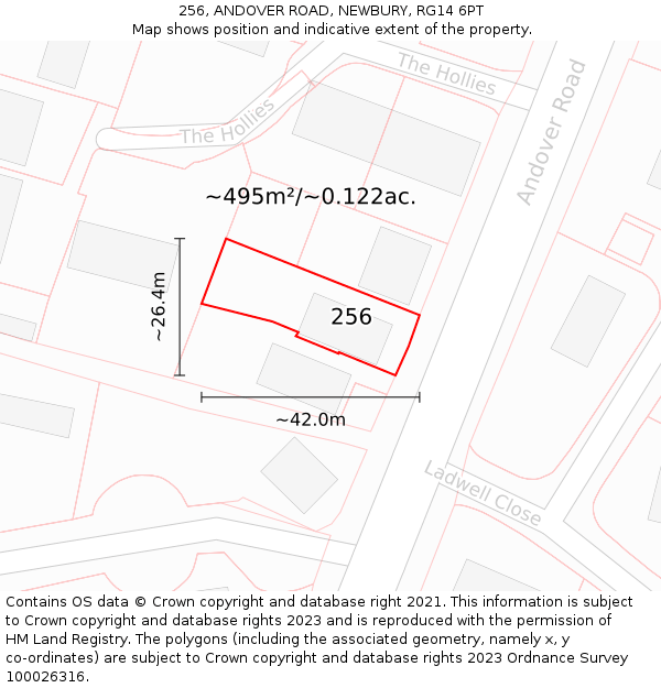 256, ANDOVER ROAD, NEWBURY, RG14 6PT: Plot and title map