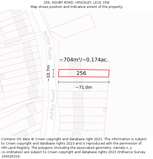 256, ASHBY ROAD, HINCKLEY, LE10 1SW: Plot and title map