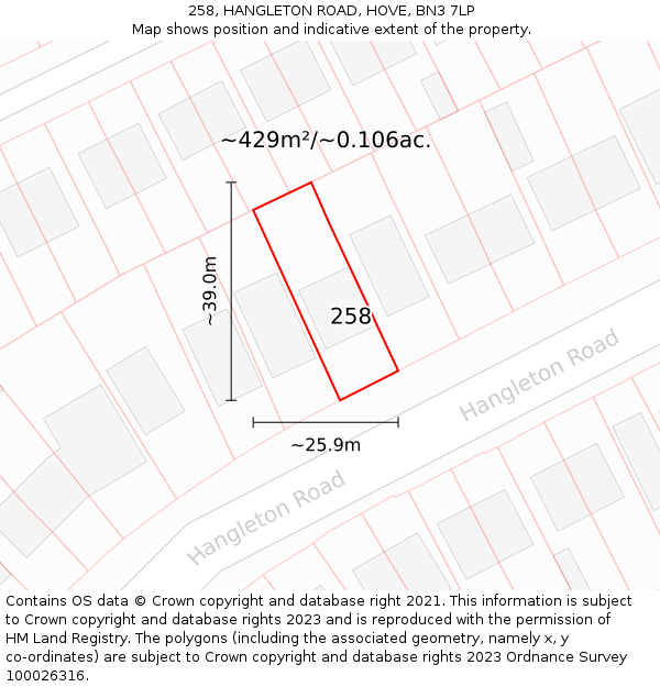 258, HANGLETON ROAD, HOVE, BN3 7LP: Plot and title map
