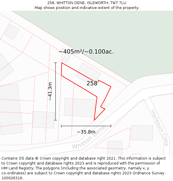 258, WHITTON DENE, ISLEWORTH, TW7 7LU: Plot and title map