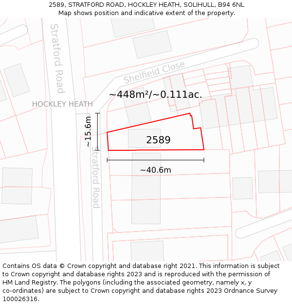 2589, STRATFORD ROAD, HOCKLEY HEATH, SOLIHULL, B94 6NL: Plot and title map