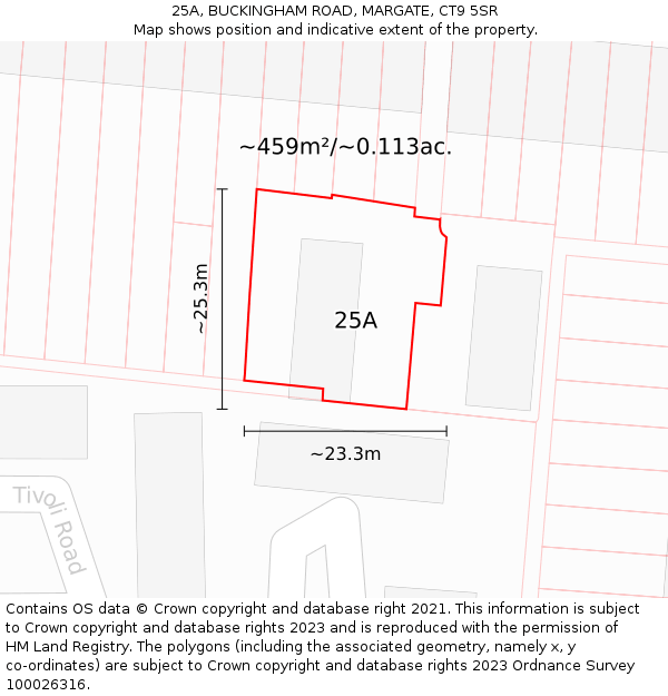 25A, BUCKINGHAM ROAD, MARGATE, CT9 5SR: Plot and title map