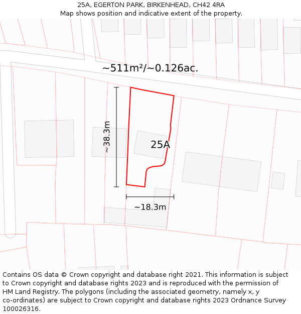 25A, EGERTON PARK, BIRKENHEAD, CH42 4RA: Plot and title map