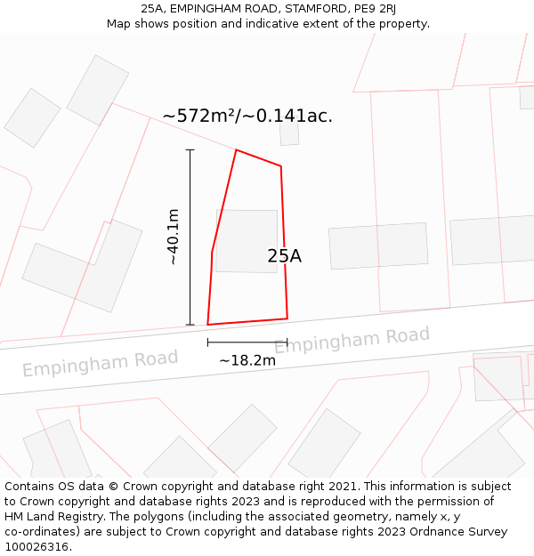 25A, EMPINGHAM ROAD, STAMFORD, PE9 2RJ: Plot and title map