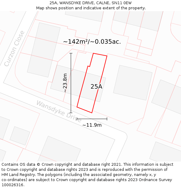 25A, WANSDYKE DRIVE, CALNE, SN11 0EW: Plot and title map