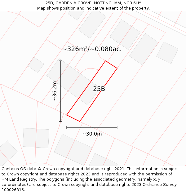 25B, GARDENIA GROVE, NOTTINGHAM, NG3 6HY: Plot and title map