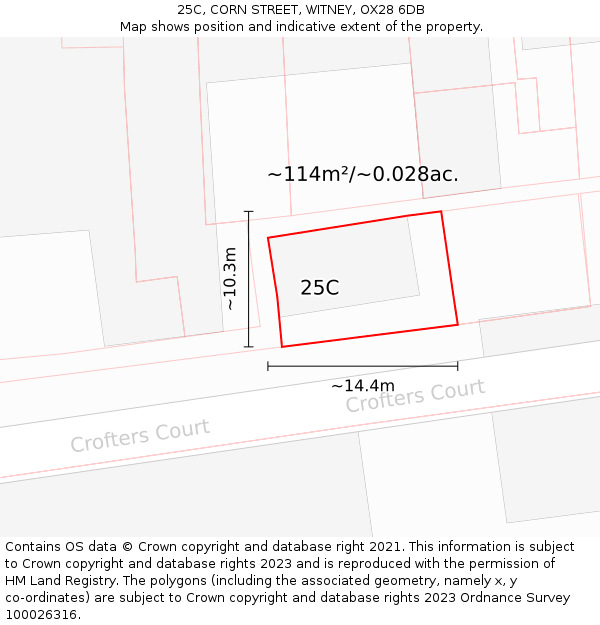 25C, CORN STREET, WITNEY, OX28 6DB: Plot and title map