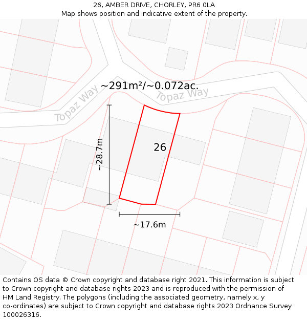 26, AMBER DRIVE, CHORLEY, PR6 0LA: Plot and title map