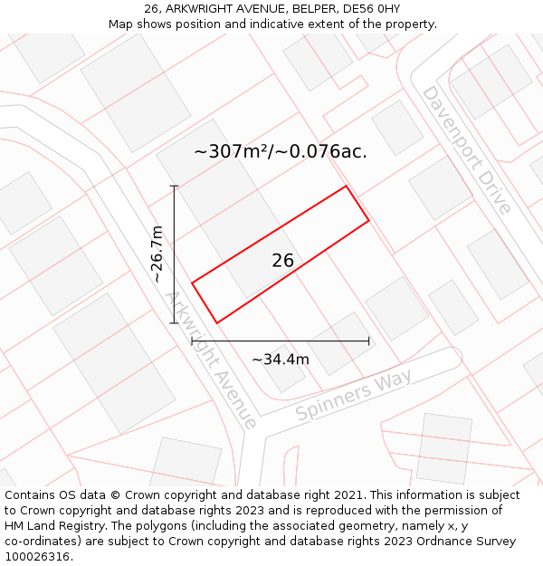 26, ARKWRIGHT AVENUE, BELPER, DE56 0HY: Plot and title map